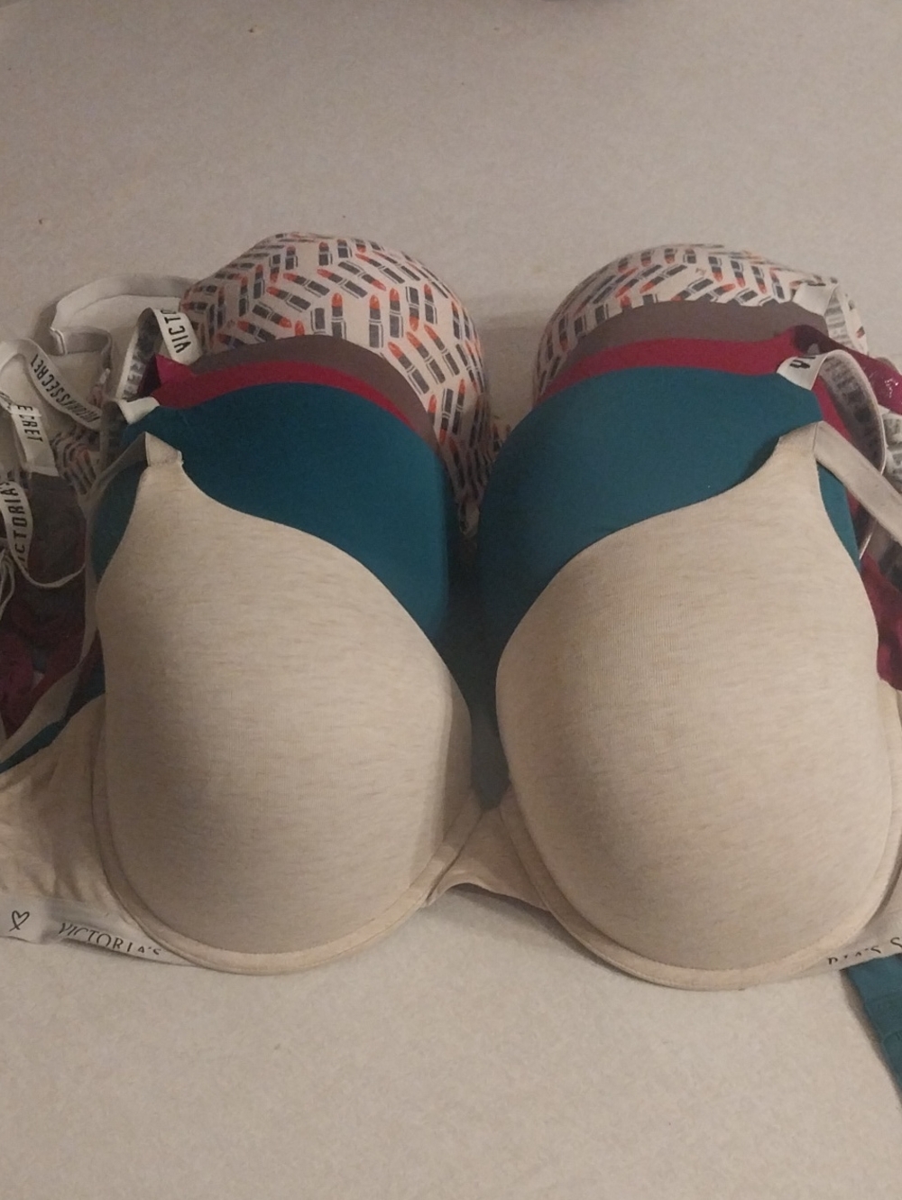 Victoria's Secret Bra Set - Beige, Teal, Pink, Patterned - Picture 2 of 9
